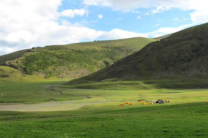 Camping in Mongolian steppe